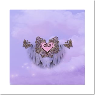 Wonderful elegant heart with feathers Posters and Art